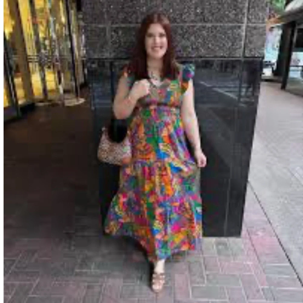 Just Arrived 🌹🌸🌺Colorful Tropical Print Maxi Dress size 2X   🌸🌹🌺 SL Bag - Picture 4 of 4